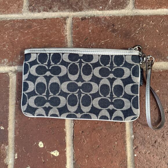 Coach Denim Logo Wristlet - Picture 2 of 9